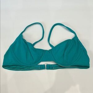 Sun Streak retro teal colored underwire bikini swim top size 34B